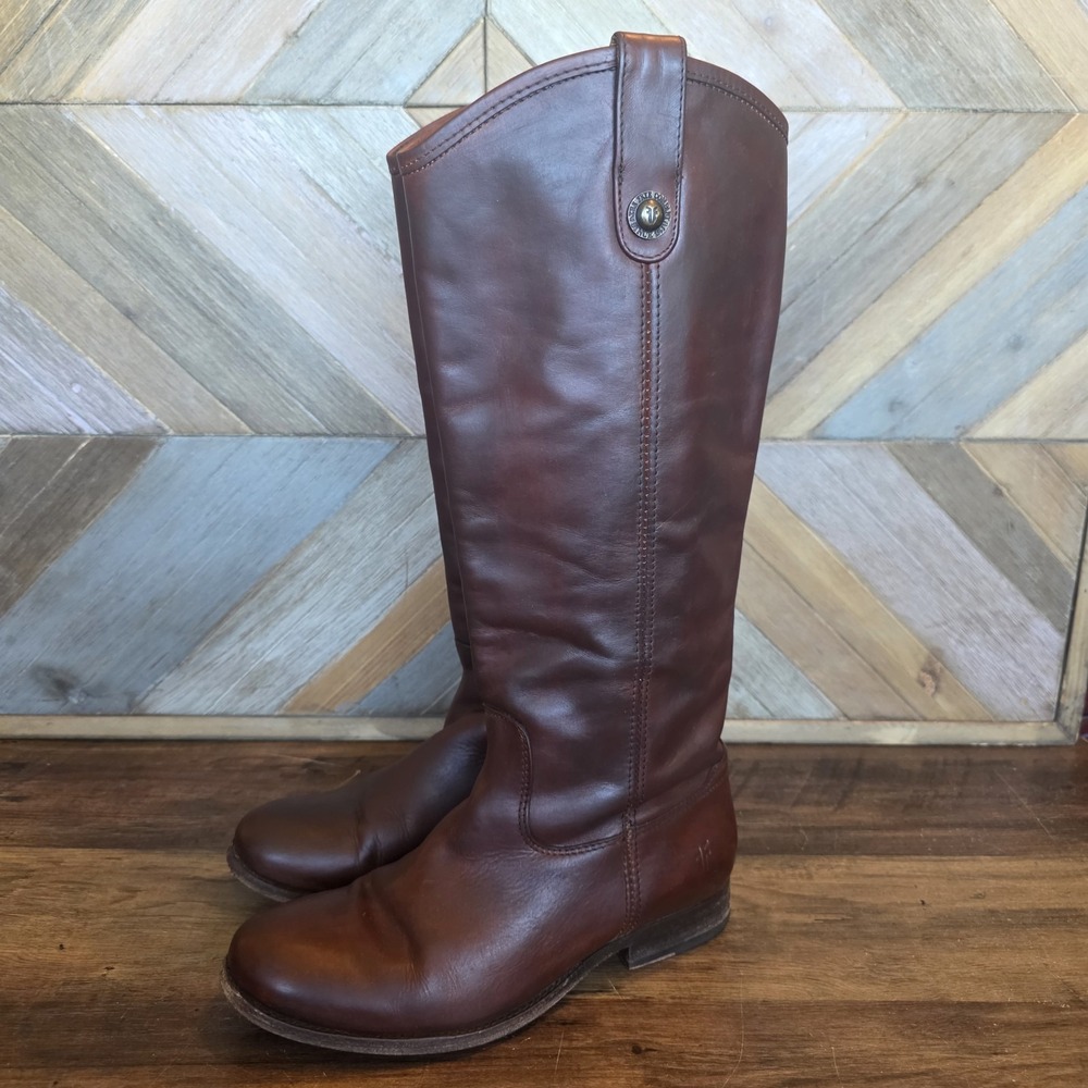 Frye Boots Women's Size 6.5 B Brown Leather Melissa Button Riding Pull On
